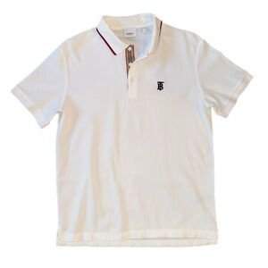 Burberry Men’s White Polo Shirt with Black Logo
